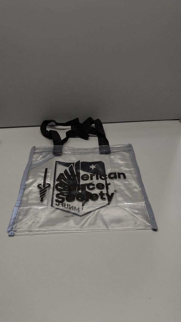 Small clear bag, black logo, black straps, 5 pcs