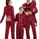 Matching Family Christmas Onesie Pajamas, Buffalo Plaid One-Piece Sleepwear Holiday Loungewear w Zipper (5T, Pjs-3)