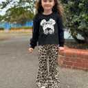 Arshiner Toddler Girls 2 Piece Outfits Fall Clothes Knit Tulle Puff Sleeves Top and Flare Pants Set for Girl 2-8Y (Black)