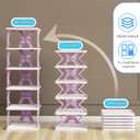 6 Tier Kids Shoe Rack, Collapsible Foldable Vertical Shoe Organizer for Kids' Rooms, Front Door Entrance, Compact Shoe Storage Shelf for Narrow Spaces (Purple-X)