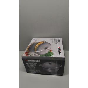 Mueller 6 Quart Enameled Cast Iron Dutch Oven, Heavy-Duty Casserole and Braiser Pan with Lid and Knob, Safe for All Cooktops (Gray)