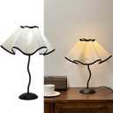 Small Table Lamp Modern Black Bedside Table Lamp Mini Linen Deco Night Stand Light Lamp with Fabric Shade Modern Desk Light for Living Room, Kids Room, Home, Office