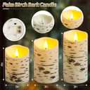 QQFCTOO Birch Bark Flameless Candles, Flickering Battery Operated LED Candles, Electric Plastic Pillar Candles with Remote & Timer, Rustic Farmhouse Home Decor, Wedding Centerpiece, Gift Set of 3 (6.3"D x 8.1"W x 3.1"H)