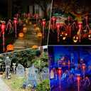 2PCS of Set Solar Garden Lights Outdoor for Halloween Decorations,3D RED Scary Bat Realistic Skeleton Decor for Halloween Party Decor,Solar Bats Path Lights for Lawn/Porch/Creepy Grave Dcor