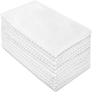 COTTON CRAFT Euro Café Set of 12 Waffle Weave Pure Cotton Super Absorbent Multipurpose Kitchen Towels, Dishcloths, Tea Towels White, 12 Pack