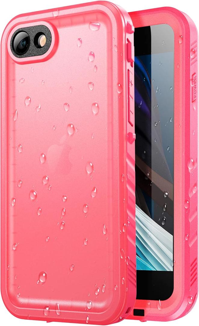 SPORTLINK Waterproof Case for iPhone SE 3rd 2022/iPhone SE 2nd 2020/iPhone 7/8 - Full Body Shockproof Dustproof Phone Screen Protector Rugged Waterproof Case for iPhone SE3/SE2/7/8 (Pink)