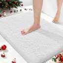Yimobra Bathroom Rugs Non Slip Washable, Ultra Soft and Water Absorbent Bath Mats, Plush Fluffy Shower Mat Outside, Microfiber Thick Matts for Bathroom Floor/Sink, 24x17, Off White