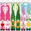 Preboun 3 Packs Valentine's Day St. Patrick's Day Easter Gnome Porch Signs Banners Hanging Front Porch Door Decorations for Outside Yard Garland Party Supplies (Cute)