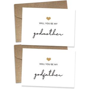 Will You Be My Godparents, God Parent's Proposal Cards Gifts with Envelope, Cute Gifts for Godparents On Wedding Day. Godfather/Godmother B