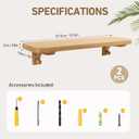 Wooden Floating Shelves for Wall, 22.6" W x 6" D x 0.8" H Large Wall Shelves, Hanging Storage Shelf with Hooks for Living Room, Kitchen, Bathroom, Bedroom Decor, Natural, 2 Packs