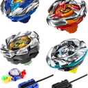 X Battling Top Set, 4 Spinning Tops, 2 Launchers Combat Battling Game, Kids Toys Birthday Gift Ideal for 6+ Years Old Boys