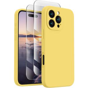 FireNova Designed for iPhone 16 Pro Case, Silicone Upgraded [Camera Protection] Phone Case, Soft Anti-Scratch Microfiber Lining Inside, 2024, Yellow