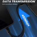 Color Block Chubby - Power Bank Friendly Short 240W Fast Charging Cable for iPhone 16 15 Pro Max Silicone USB C Cable for Samsung, iPad, MacBook, Blue+Green, USB-A to Type-C, 1.64FT