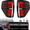 Tail Light Assembly Compatible with 2009-2014 Ford F150 F-150 Tail lights Rear Brake Lamp OE Replacement with Bulbs and Socket, Passenger and Driver Side (Black Border)