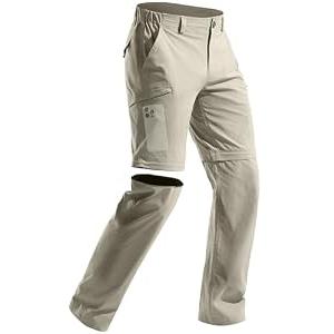 FREE SOLDIER Men's Outdoor Convertible Hiking Pants with Belt Lightweight Quick Dry Tactical Cargo Pants Nylon Spandex (Ivory White 38W x 30L)