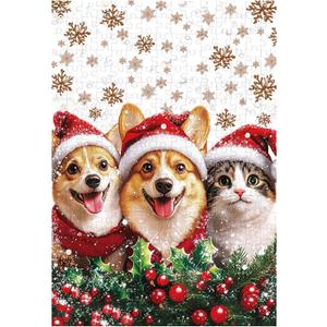 Great Jigsaw Puzzles for Adults 300 Pieces Christmas Dog and Cat Puzzles for Adults Toys Gift Family Decoration Kids Puzzle