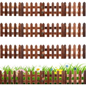 Soaoo Wooden Garden Edging Border 8 in(H) x 4 Ft(L) Wood Garden Fence Landscape Edging Decorative Flower Bed Border Outdoor for Yard Patio Lawn Tree(Brown,4 Packs) (as shown on the pictures)