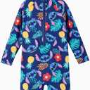 Disney Marvel Stitch Cars Spiderman Mickey Mouse Baby Boy Swimsuit Infant Toddler Bathing Suit UPF 50+ Zipper Long Sleeves (Blue)