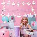2 x 3pcs Goose Theme Garlands Banner Cute Farm Animal Geese Party Banner Pink Bow Silly Goose Birthday Bunting Decor Farm Animal Themed Party Celebrations for Girls Boys Birthday, Baby Shower Decor