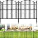 10 Panels No Dig Decorative Garden Fence Animal Barrier - 24 in (H) x 20 ft (L) - Dog Fence Outdoor for Yard, Rabbits and Small Pets - Tall Rustproof Metal Wire Fencing Border for Garden and Patio