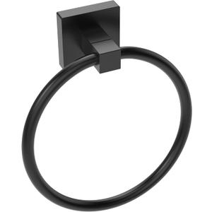 RUACQ Towel Ring, Square Base Hand Towel Holder, Stainless Steel Hand Towel Hanger Wall Mounted, Modern Hand Towel Holder for Bathroom, Heavy Duty (Matte Black) (1)