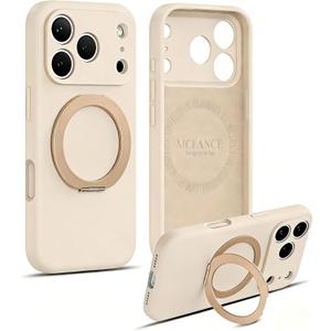 MCFANCE Stand Case for iPhone 17 Pro Max Silicone Case [Compatible with MagSafe] [Full Camera Protection] (6.9 inch 2025), Ring Kickstand Phone Cases for 17 Pro Max, Stand COCA