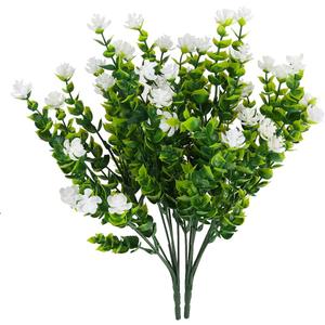 12 Pcs Artificial Flowers Outdoor UV Resistant Fake Flowers Greenery Shrubs Fake Plants for Vase Pots Hanging Planters No Fade Faux Plastic Flower Plant Garden Porch Window Box Home Decoration (White)