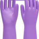 PACIFIC PPE 4 Pairs Reusable Dishwashing Cleaning Gloves with Latex Free, Cotton Lining, Kitchen Gloves, Purple, Medium