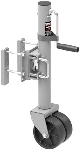 TOWKING 6-inch Dual Wheels Trailer Jack, 13" Vertical Movement, 1500 lbs, for RV, Boat, Trailer and More, Silver