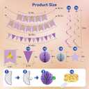 Birthday Decorations,Purple Happy Birthday Banner with Fairy lights,Pennant Banner,Honeycomb Balls and Star Hanging Swirls Streamer Happy Birthday Party Decorations for Women Men Boys Girls