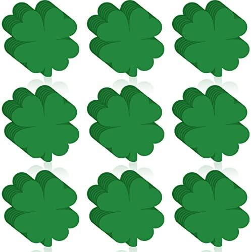 Geyee 100 Pcs Shamrock Cutouts St. Patricks Day Decorations Green Clover Cutouts Leaf Accents for Teacher Kids Classroom Bulletin Board Chalkboard Wall Decor(Green Shamrock)