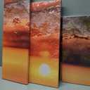 Sunset Wall Art Orange Sea Beach on Tropical Island at Sunset Canvas Pictures Artwork 5 Panel Seascape Painting Prints for Home Living Dining Room Kitchen