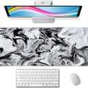 Abstract Brush Stroke Texture Desk Pad Black and White Large Mouse Pad Gaming Mousepad Extended XL Keyboard Pad 31.5 x 11.8 in Laptop Computer Mouse Keyboard Mat for Office Desk Decor