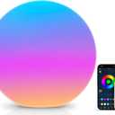 LOFTEK Color Changing Night Light, Smart LED Lamp with Bluetooth APP and Remote Control, 220 Scene Modes, 8-inch RGB Ball Mood Lighting for Living Room (Corded Electric)