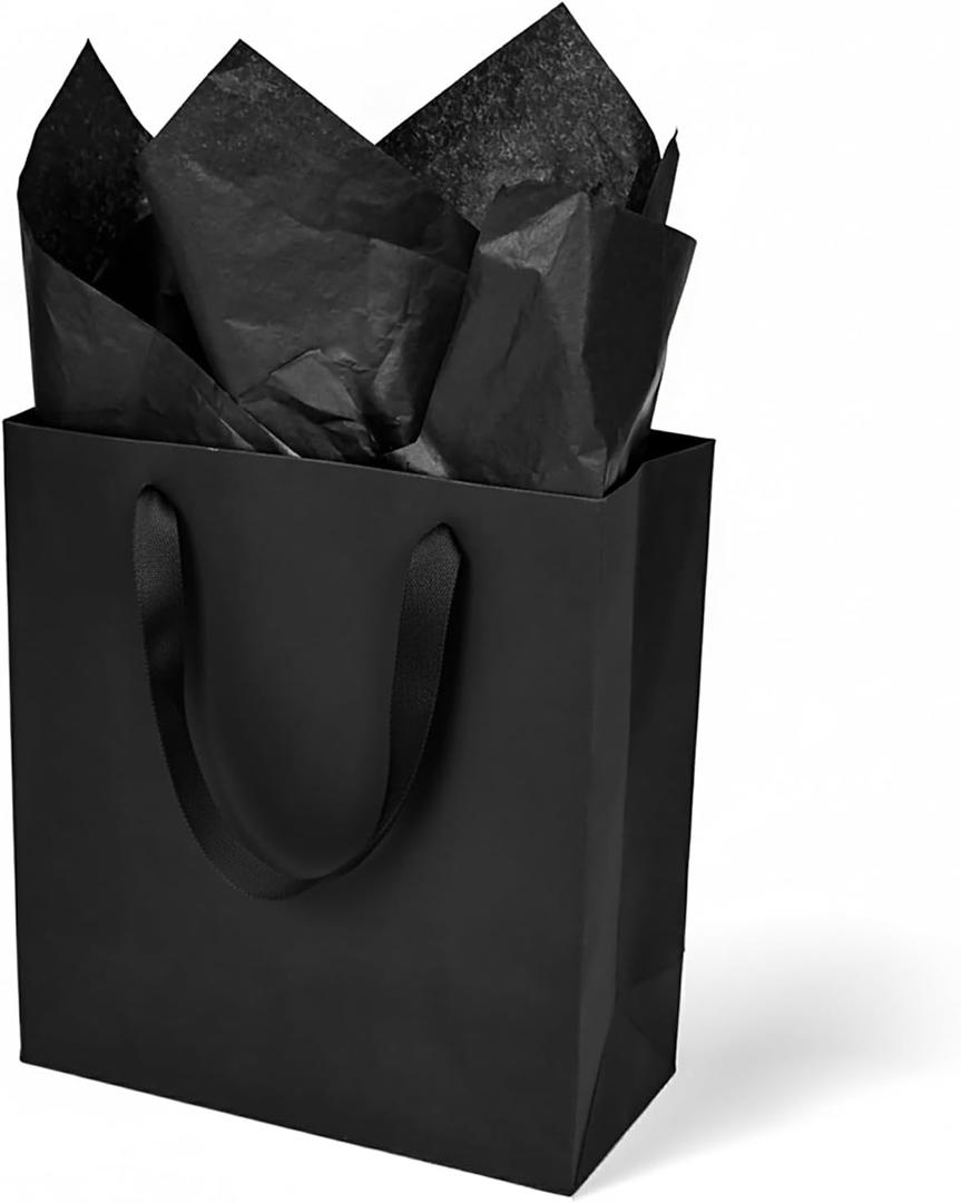 Papertide Thoughtful Large Gift Bag  3 Pack 104.511 Inch Black Bags with Tissue, Reusable & Extra Sturdy for Clothing, Shoes, Wine & Bulk Gifting