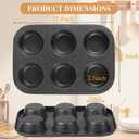 Walooza Muffin Cupcake Pan, Muffin Tins Nonstick 6, Muffin Top Cookie Cheese Cake Pan for Baking, Toast Oven Baking Supplies Small Cake Pans Muffin Cups Non Stick