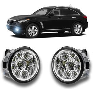 LED Fog Light for Infiniti FX35 2006-2012 - Pair Bumper Driving Lamp Replacement Assemblies, 55W 6000K White, Plug and Play, Pack of 2