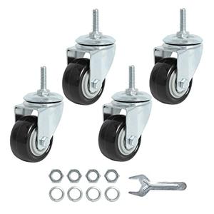 Finnhomy Stem Caster Wheels 2 Inch Heavy Duty Threaded Swivel Casters 1/4" - 20 x 1 Set of 4 for Wire Shelve Wheels P Anti-wear Smooth Casters, Black