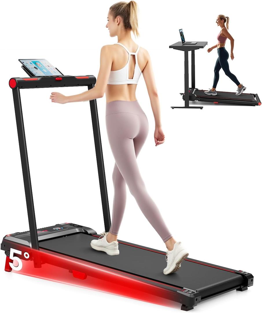 Walking Pad Treadmill, Anylife Incline Walking Pads Under Desk 330lb Capacity, 2.5HP Portable Treadmills for Home, Compact Treadmill Small Running Pad with LED Display, Remote Control (Dark Red)