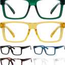 6-Pack Metalless & Screwless Spring Hinges Reading Glasses for Men Women Oversized Stylish Readers +1.00