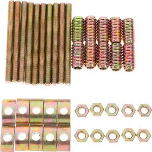 10 Sets M8 Panel Furniture Connectors, 80mm Four in one Table Bed Frame Assembly Fasteners Bolts, Half Moon Spacers, Nuts, Screws, Hardware Kit, 3.74x1.18x0.59inch