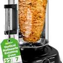 NutriChef Vertical Rotating Turkey & Shawarma Oven | Rotisserie, Shawarma, & Kebab Machine | Stain-Resistant, Energy-Efficient | Heat-Resistant Door | Includes Kebab Rack & 7 Skewers | Stainless Steel