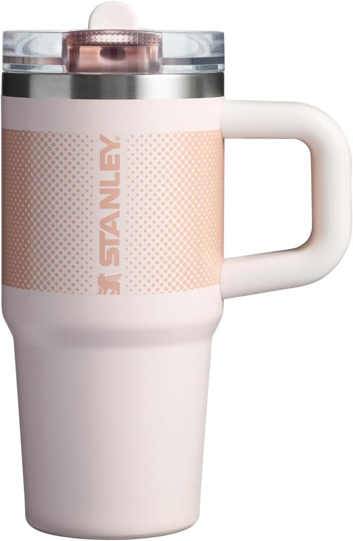 STANLEY Quencher ProTour Flip Straw Tumbler with Leakproof Lid 14 oz | Built-In Straw and Handle | Cup Holder Compatible for Travel | Insulated Stainless Steel Cup | BPA-Free | Rose Quartz Fade