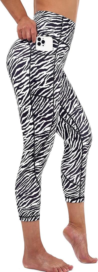 Neonysweets Womens Printed Tummy Control Yoga Workout Leggings Pocket (Medium)