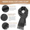Utaly Large Winter Scarf for Women Men - 73"x17" Soft Warm Blanket Scarf Faux Cashmere Shawl Wrap with Tassels