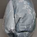 MUXHOMO Blue Bed in a Bag Queen 7 Pieces, Queen Comforter Set Reversible Botanical Flowers Design, Ultra Soft & Breathable Bedding Sets with Comforter, Sheets, Pillowcases & Shams