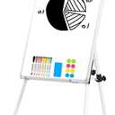 Magnetic Whiteboard Easel, 36"x24" Height Adjustable Dry Erase Board with Stand, Large Aluminium Frame White Board for Teaching, Flipchart Standing Writing Board for Office, Home (White)