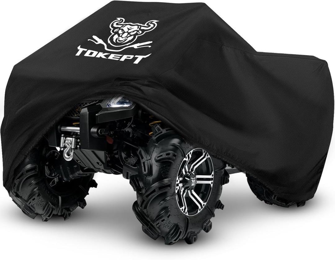 ATV Cover, Heavy Duty Black Waterproof Oxford Fabric Protective 4 Wheeler Quad Cover for 57" Kawasaki Honda Polaris Yamaha (57''L x 34''W x 39''H)