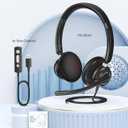 Wired Headphones with Microphone for PC, On-Ear Computer Laptop USB Headset with Noise Cancelling Microphone in-line Control for Home Office Online Class Skype Zoom, (3.5mm + USB)
