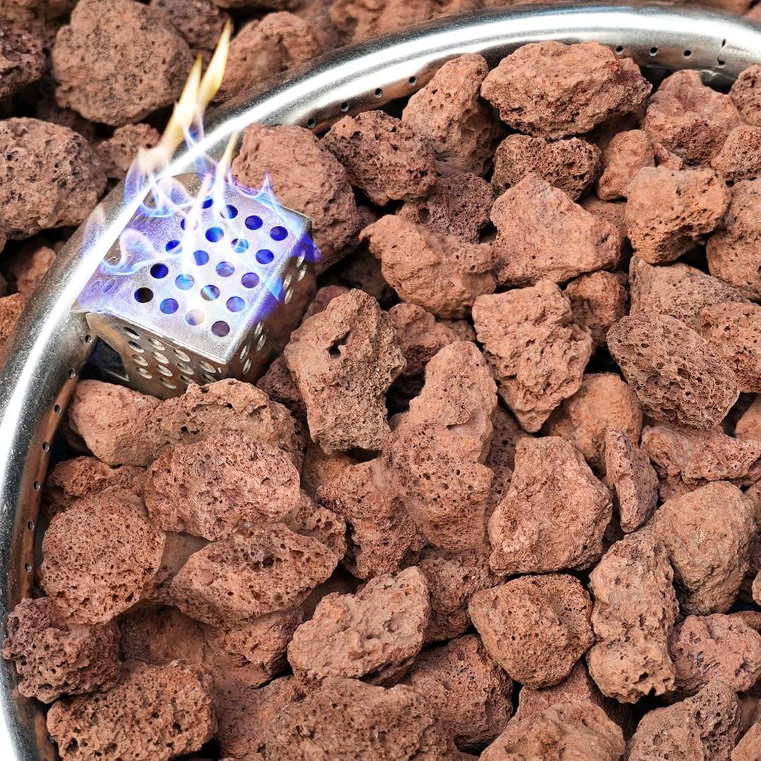 NUPICK 10lb Red Lava Rocks for Fire Pit, 0.5"-1.5" Volcanic Rock for Fireplace Indoor Outdoor, Lava Stone for Natural Gas & Propane Systems, Fire Glass Base Layer, Fire Bowls, Landscaping, Plants